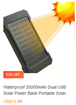 Waterproof 20000mAh Dual USB Solar Power Bank Portable Solar / Foto: Banggood